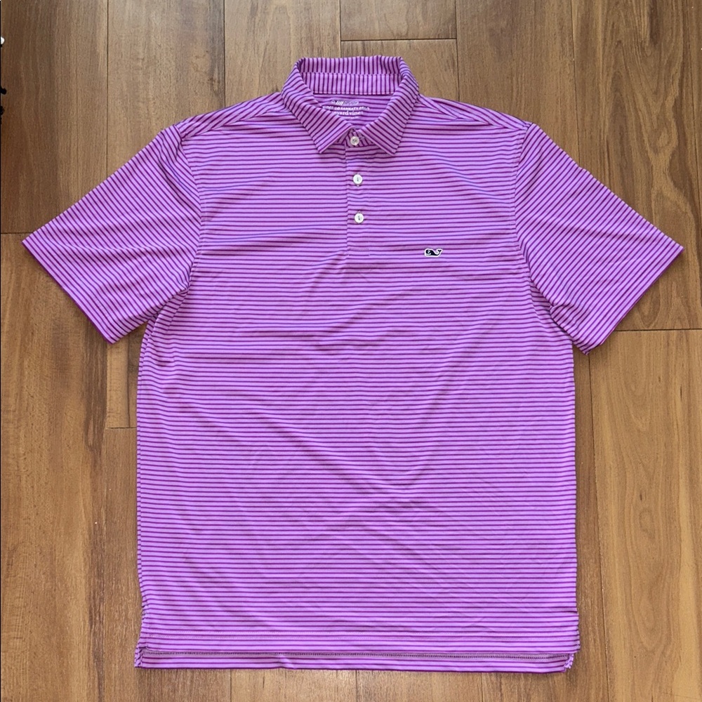 Vineyard Vines On-The-Go Sankaty Lavender Striped Polo